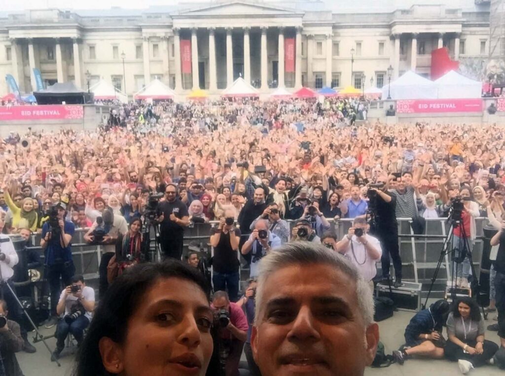I was on Camera when Sadiq Khan spoke for peace at Trafalgar Square at Eid festival